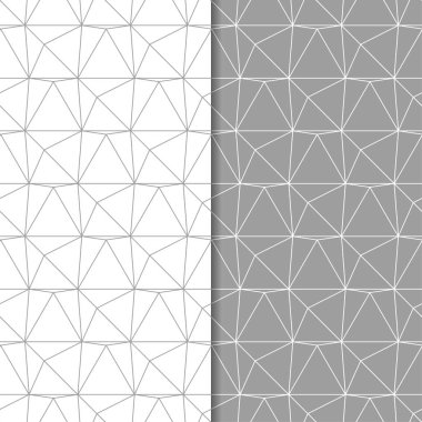 Gri ve beyaz geometrik süsler. Web, Tekstil ve duvar kağıtları için dikişsiz desen seti