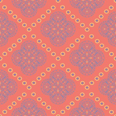 Turuncu seamless modeli. Parlak geometrik arka plan duvar kağıtları ve Tekstil için mavi ve sarı tasarımı ile