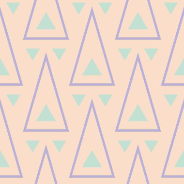 Geometrik tasarım ile Seamless modeli. Soluk pembe bir arka plan üzerinde öğeleri mor ve mavi. Kumaş ve duvar kağıtları için