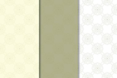 Zeytin yeşili kümesi çiçek süsler. Tekstil ve duvar kağıtları için dikişsiz desen