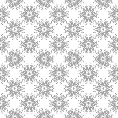 Işık gri çiçek süs tasarım beyaz. Tekstil ve duvar kağıtları için seamless modeli