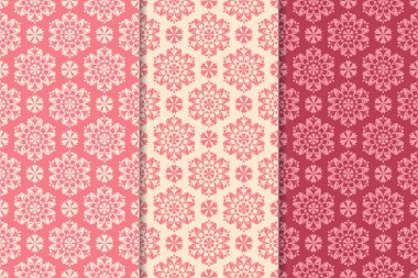 Kiraz kırmızı çiçek desenleri kümesi. Dikey Dikişsiz desen. Duvar kağıdı arka plan