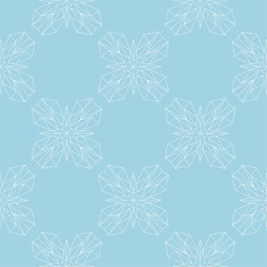 Mavi zemin üzerine beyaz çiçek süsleme. Tekstil ve duvar kağıtları için seamless modeli