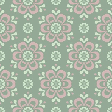 Zeytin yeşili çiçek Dikişsiz desen soluk pembe elemanları ile. Arka plan duvar kağıtları, Tekstil ve kumaş için çiçek tasarımları ile