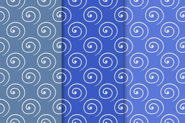 Web, Tekstil ve duvar kağıtları için geometrik Dikişsiz desen mavi seti