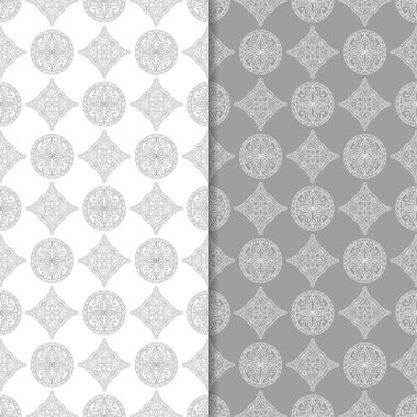 Gri ve beyaz geometrik parmak izi. Web, Tekstil ve duvar kağıtları için dikişsiz desen seti