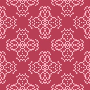 Kırmızı zemin üzerine çiçek süsleme. Tekstil ve duvar kağıtları için seamless modeli