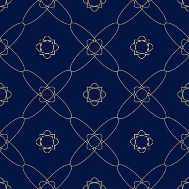 Altın mavi geometrik süsleme. Web, Tekstil ve duvar kağıtları için seamless modeli