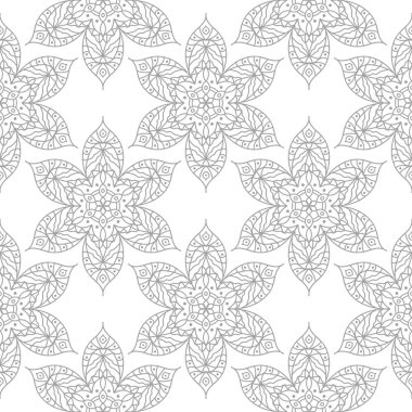 Beyaz arka plan üzerine açık gri çiçek süsleme. Tekstil ve duvar kağıtları için seamless modeli