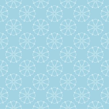 Beyaz ve mavi çiçek desenli. Tekstil ve duvar kağıtları için sorunsuz süsleme