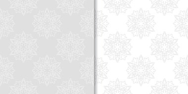 Işık gri çiçek süs tasarımlar. Tekstil ve duvar kağıtları için dikişsiz desen seti