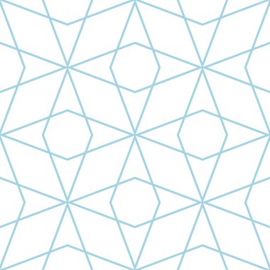 Beyaz ve mavi geometrik süsleme. Web, Tekstil ve duvar kağıtları için seamless modeli