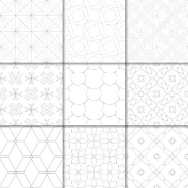 Işık gri geometrik süsler. Web, Tekstil ve duvar kağıtları için tarafsız Dikişsiz desen koleksiyonu