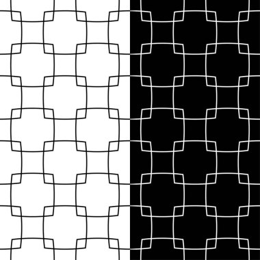 Siyah ve beyaz geometrik süsler. Web, Tekstil ve duvar kağıtları için dikişsiz desen seti