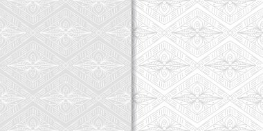 Geometrik süsler kümesi. Web, Tekstil ve duvar kağıtları için ışık gri Dikişsiz desen