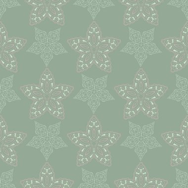 Çiçek seamless modeli. Zeytin yeşili arka plan duvar kağıtları, Tekstil ve kumaş için soluk pembe çiçek öğeleri ile