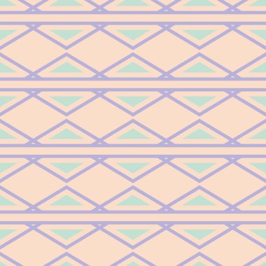 Kesintisiz geometrik bej arka plan mavi ve mor desenli. Duvar kağıtları, Tekstil ve kumaş için