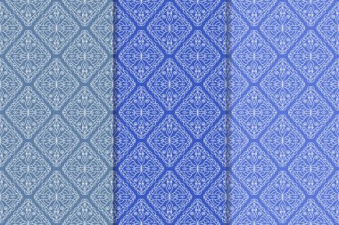 Web, Tekstil ve duvar kağıtları için geometrik Dikişsiz desen mavi seti