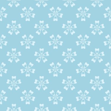 Mavi zemin üzerine beyaz çiçek desenli. Tekstil ve duvar kağıtları için sorunsuz süsleme