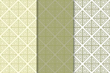 Zeytin yeşili ve beyaz geometrik süsler. Web, Tekstil ve duvar kağıtları için dikey Dikişsiz desen seti