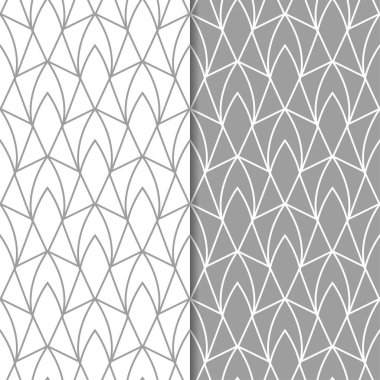 Gri ve beyaz geometrik süsler. Web, Tekstil ve duvar kağıtları için dikişsiz desen seti