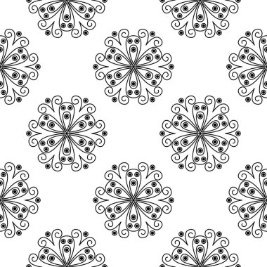 Beyaz arka planda siyah çiçek tasarım. Tekstil ve duvar kağıtları için seamless modeli