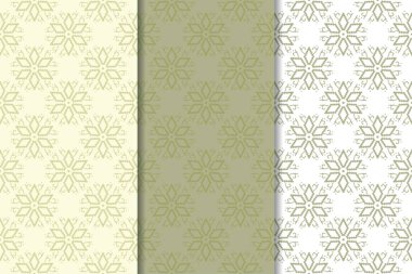 Zeytin yeşili çiçek arka planlar. Tekstil ve duvar kağıtları için dikişsiz desen seti