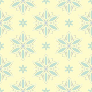 Çiçek seamless modeli. Bej renkli arka plan duvar kağıtları, Tekstil ve kumaş için mavi ve yeşil ışık çiçek öğeleri ile