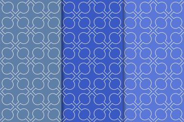Mavi geometrik süsler. Web, Tekstil ve duvar kağıtları için dikey Dikişsiz desen seti