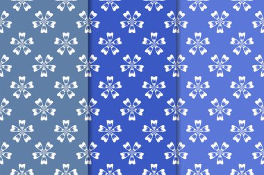 Çiçek süsler kümesi. Mavi dikey Dikişsiz desen. Duvar kağıdı arka plan