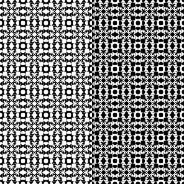 Siyah ve beyaz çiçek arka ayarlayın. Tekstil ve duvar kağıtları için dikişsiz desen