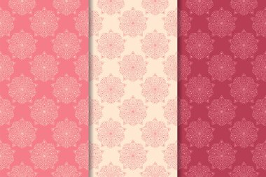 Kiraz kırmızı çiçek desenleri kümesi. Dikey Dikişsiz desen. Duvar kağıdı arka plan