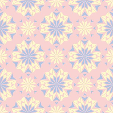 Çiçek soluk pembe sorunsuz bir arka plan. Çiçek desenli duvar kağıtları, Tekstil ve kumaş için ışık mavi ve sarı öğeler