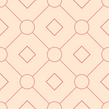 Kırmızı ve bej geometrik süsleme. Web, Tekstil ve duvar kağıtları için seamless modeli