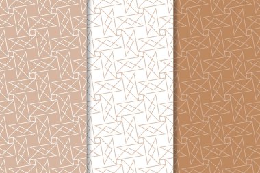 Web, Tekstil ve duvar kağıtları için dikişsiz desen kahverengi ve beyaz geometrik dizi