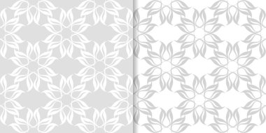 Işık gri çiçek süs tasarımlar. Tekstil ve duvar kağıtları için dikişsiz desen seti