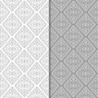 Gri ve beyaz geometrik parmak izi. Web, Tekstil ve duvar kağıtları için dikişsiz desen seti