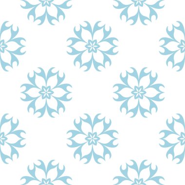Hafif mavi ve beyaz çiçek süsleme. Tekstil ve duvar kağıtları için seamless modeli