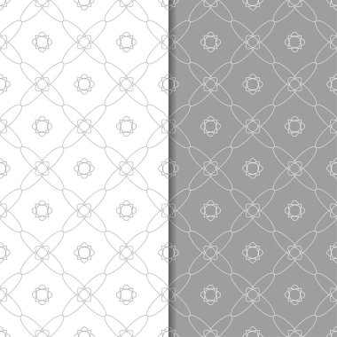 Gri ve beyaz geometrik süsler. Web, Tekstil ve duvar kağıtları için dikişsiz desen seti