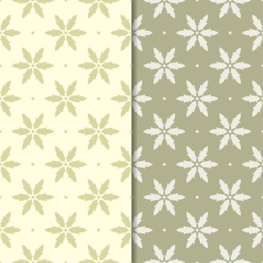 Zeytin yeşili çiçek arka planlar. Tekstil ve duvar kağıtları için dikişsiz desen seti