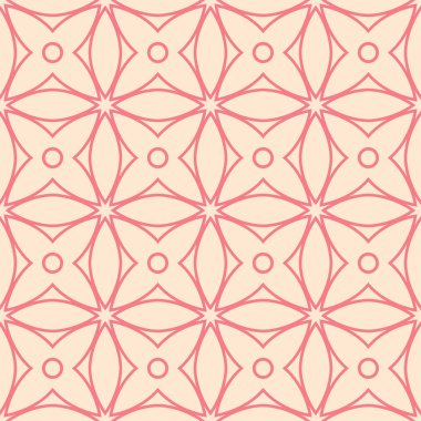 Kırmızı ve bej geometrik süsleme. Web, Tekstil ve duvar kağıtları için seamless modeli