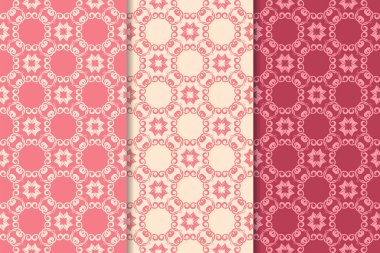 Çiçek süsler kümesi. Kiraz kırmızısı dikey Dikişsiz desen. Duvar kağıdı arka plan