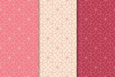 Kiraz kırmızısı geometrik süsler. Web, Tekstil ve duvar kağıtları için dikey Dikişsiz desen seti