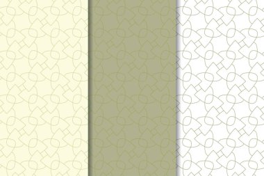 Zeytin yeşili ve web, Tekstil ve duvar kağıtları için geometrik Dikişsiz desen beyaz set