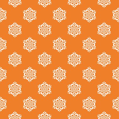 Turuncu ve beyaz çiçek süsleme. Tekstil ve duvar kağıtları için seamless modeli