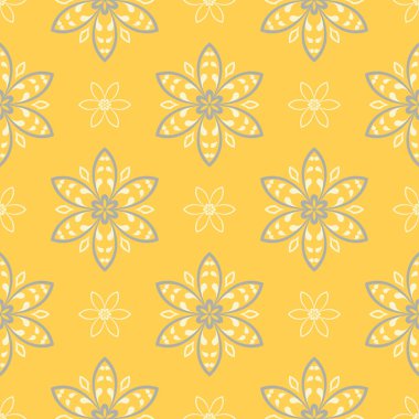 Sorunsuz çiçek desenli. Parlak sarı arka plan duvar kağıtları, Tekstil ve kumaş için çiçek tasarımları ile