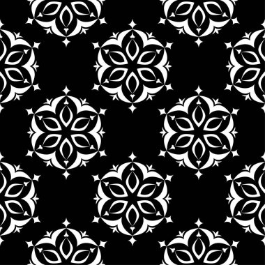 Çiçek siyah beyaz tek renkli seamless modeli. Çiçeğe öğeleri için duvar kağıdı arka plan.