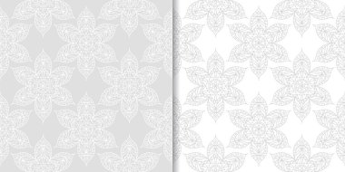 Işık gri çiçek arka planlar. Tekstil ve duvar kağıtları için dikişsiz desen seti