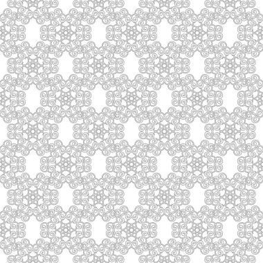 Beyaz arka plan üzerine açık gri çiçek süsleme. Tekstil ve duvar kağıtları için seamless modeli