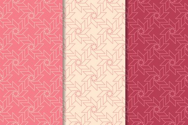 Geometrik süsler kümesi. Web, Tekstil ve duvar kağıtları için kiraz kırmızı Dikişsiz desen